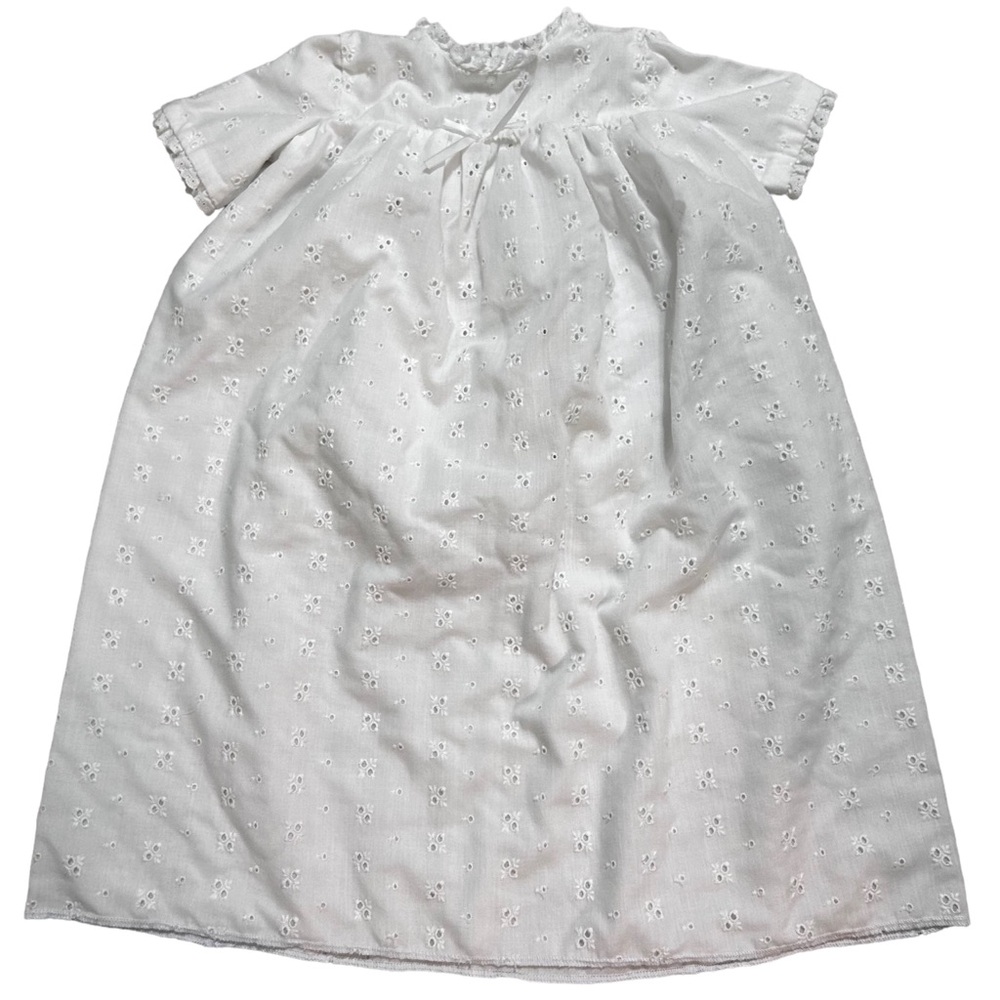 Handmade eyelet lace baptism christening dress size 12-24 months
